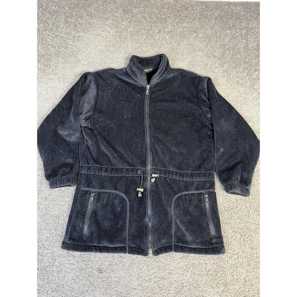 Vintage Black Diamond Jacket Mens M Black Fleece Parka Full Zip Pockets USA